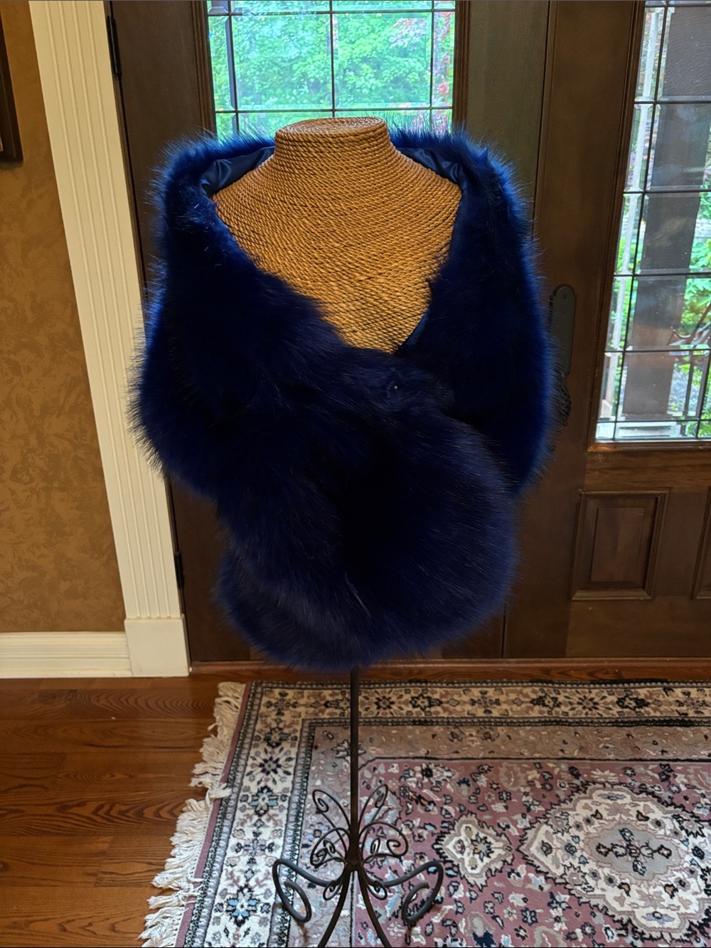 Electric blue Faux Fox Shawl